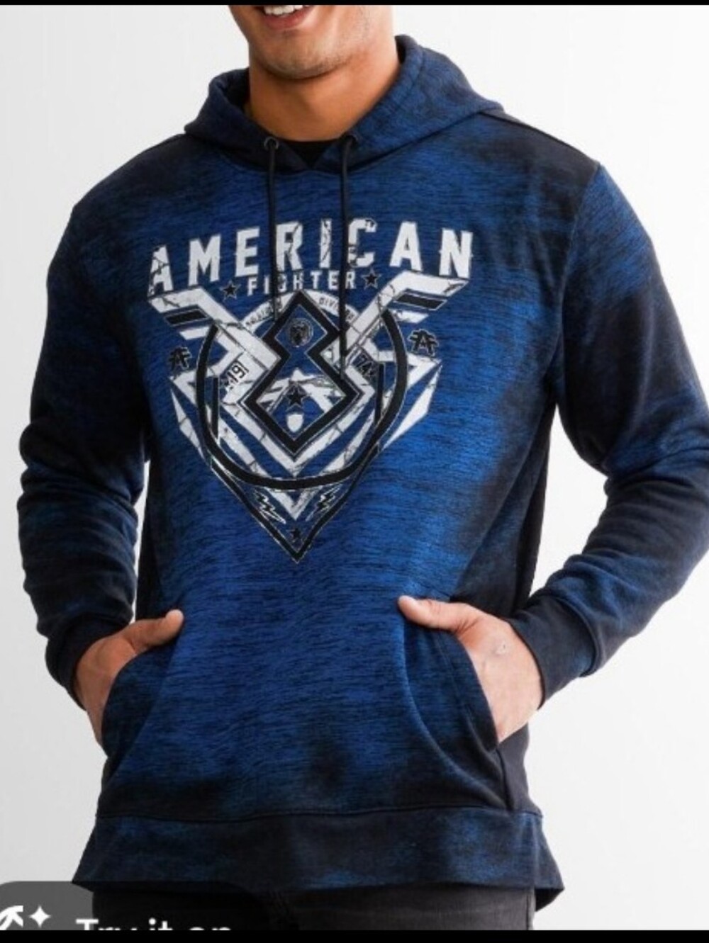 New Buckle American Fighter Navy & Black Graphic Pullover Hoodie 4XL